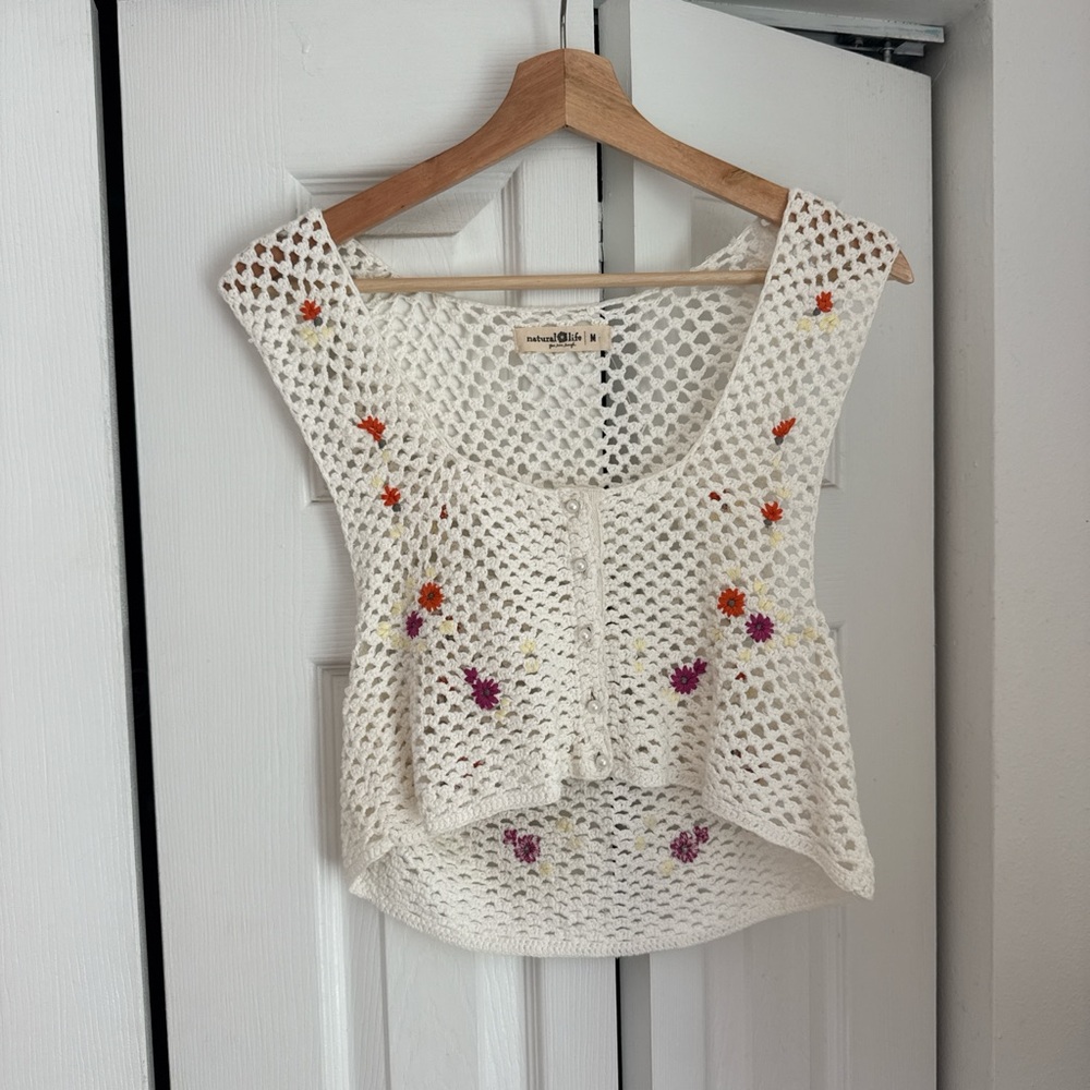 Natural Life Crochet Floral Top